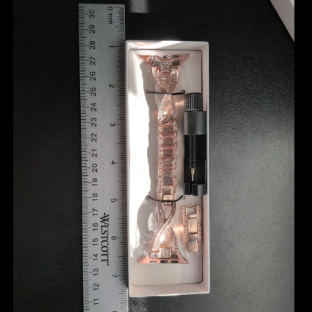 JFDragon Rose Gold Color & Rhinestone Apple Watch Band Adjustable New In Box - Picture 4 of 9